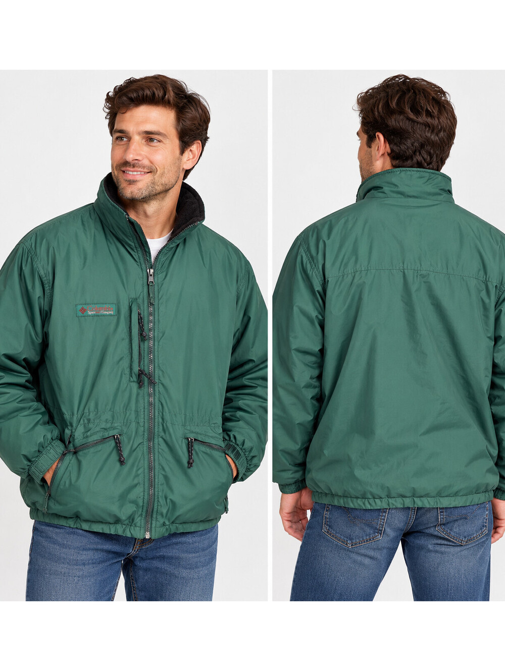 Vintage Columbia Sportswear Fleece Lined Jacket Mens XL? Green Full Zip 90s
